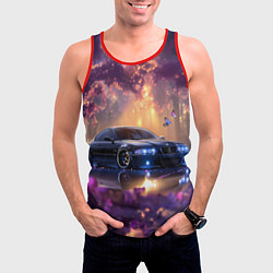 Майка-безрукавка мужская БМВ Японская природа, цвет: 3D-красный — фото 2