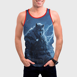Майка-безрукавка мужская Волк повелитель молний, цвет: 3D-красный — фото 2