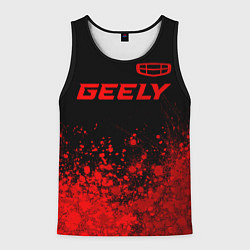 Майка-безрукавка мужская Geely - red gradient посередине, цвет: 3D-черный