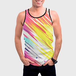 Майка-безрукавка мужская Брызги краски на белом фоне, цвет: 3D-черный — фото 2