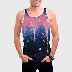 Майка-безрукавка мужская Розово-синяя текстура, цвет: 3D-белый — фото 2