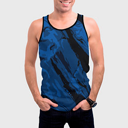 Майка-безрукавка мужская Тёмный синий абстракция, цвет: 3D-черный — фото 2