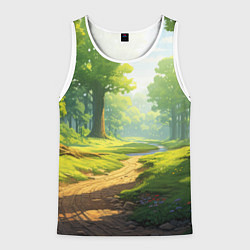 Майка-безрукавка мужская Fabulous forest, цвет: 3D-белый
