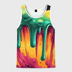 Мужская майка без рукавов Зелено-оранжевая клякса