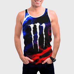 Майка-безрукавка мужская Monster energy молнии неон, цвет: 3D-белый — фото 2