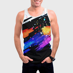 Майка-безрукавка мужская Разноцветные блестящие кляксы - текстура, цвет: 3D-белый — фото 2