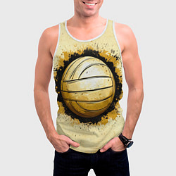 Майка-безрукавка мужская Волейбольный мяч на бежевом, цвет: 3D-белый — фото 2