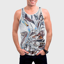 Майка-безрукавка мужская Зеркальная металическая фольга текстура, цвет: 3D-белый — фото 2