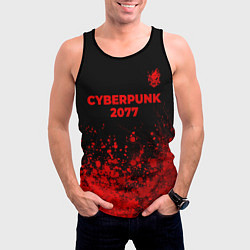 Майка-безрукавка мужская Cyberpunk 2077 - red gradient посередине, цвет: 3D-черный — фото 2