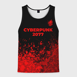 Майка-безрукавка мужская Cyberpunk 2077 - red gradient посередине, цвет: 3D-черный