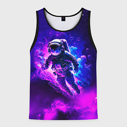 Майка-безрукавка мужская Космонавт в неоновых облаках, цвет: 3D-черный