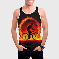 Майка-безрукавка мужская Трековый велосипедист в огне, цвет: 3D-белый — фото 2