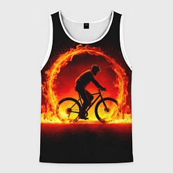 Майка-безрукавка мужская Трековый велосипедист в огне, цвет: 3D-белый