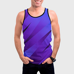 Майка-безрукавка мужская Сине-фиолетовый абстрактные линии, цвет: 3D-черный — фото 2