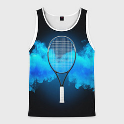 Майка-безрукавка мужская Теннисная ракетка синий дым, цвет: 3D-белый