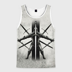 Майка-безрукавка мужская Фехтование на тяжёлом клинковом оружии в сером, цвет: 3D-белый