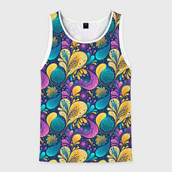 Майка-безрукавка мужская Динамическая неоновая абстракция, цвет: 3D-белый