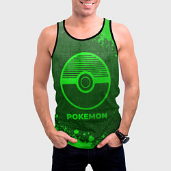 Майка-безрукавка мужская Pokemon - green gradient, цвет: 3D-черный — фото 2