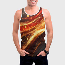 Майка-безрукавка мужская Красно-золотая текстура на черном, цвет: 3D-белый — фото 2
