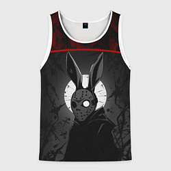 Майка-безрукавка мужская Кролик в хоккейной маске на фоне луны, цвет: 3D-белый