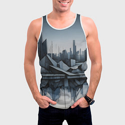 Майка-безрукавка мужская Небоскребы и скалы, цвет: 3D-белый — фото 2