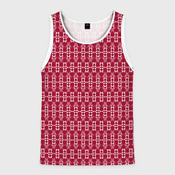 Мужская майка без рукавов Красно белый геометрический узор ретро