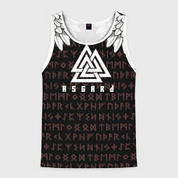 Мужская майка без рукавов Асгард на фоне рун и валькнут