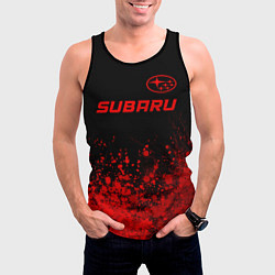 Майка-безрукавка мужская Subaru - red gradient посередине, цвет: 3D-черный — фото 2