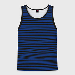 Мужская майка без рукавов Чёрно-синий в тонкую волнистую полоску