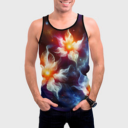 Майка-безрукавка мужская Космические лилии, цвет: 3D-черный — фото 2