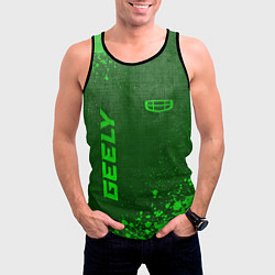 Майка-безрукавка мужская Geely - green gradient вертикально, цвет: 3D-черный — фото 2