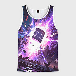 Майка-безрукавка мужская Магический куб, цвет: 3D-белый