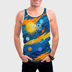 Майка-безрукавка мужская Млечный путь -наш дом, цвет: 3D-белый — фото 2