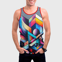 Майка-безрукавка мужская Геометрическое абстрактное граффити, цвет: 3D-красный — фото 2