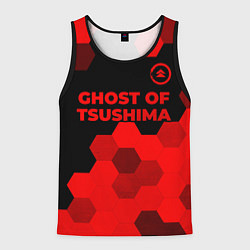 Майка-безрукавка мужская Ghost of Tsushima - red gradient посередине, цвет: 3D-черный