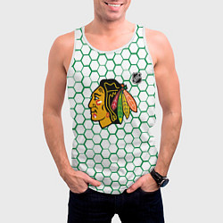 Майка-безрукавка мужская Чикаго Блэкхокс - белые соты с зеленой обводкой, цвет: 3D-белый — фото 2