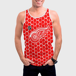 Майка-безрукавка мужская Детройт Ред Уингз - красные соты, цвет: 3D-белый — фото 2