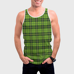 Майка-безрукавка мужская Зеленый тартан, цвет: 3D-белый — фото 2