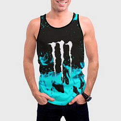 Майка-безрукавка мужская Monster energy голубой огонь, цвет: 3D-черный — фото 2