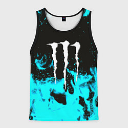 Мужская майка без рукавов Monster energy голубой огонь