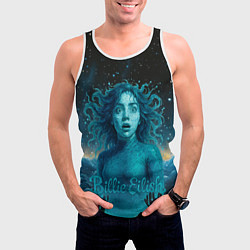 Майка-безрукавка мужская Билли Айлиш из волн, цвет: 3D-белый — фото 2