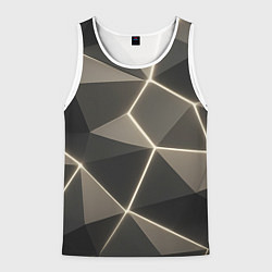 Майка-безрукавка мужская Серая объемная текстура с гранями, цвет: 3D-белый