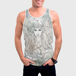 Майка-безрукавка мужская Готическая ведьма с вороном, цвет: 3D-белый — фото 2