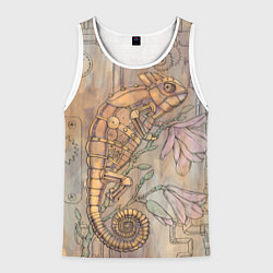 Майка-безрукавка мужская Стимпанк механический киберхамелеон, цвет: 3D-белый