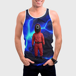 Майка-безрукавка мужская Игра в кальмара страж треугольник, цвет: 3D-белый — фото 2