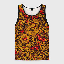 Мужская майка без рукавов Летучий корабль в стиле хохломской росписи