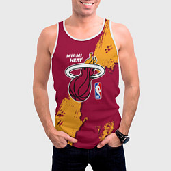 Майка-безрукавка мужская Майами Хит - разлитая краска, цвет: 3D-белый — фото 2