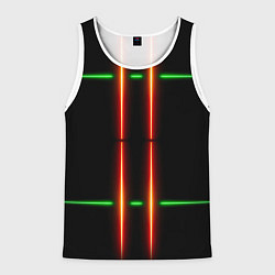 Майка-безрукавка мужская Neon green black red line, цвет: 3D-белый