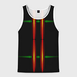 Майка-безрукавка мужская Neon black green circles, цвет: 3D-белый