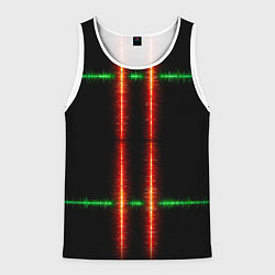 Мужская майка без рукавов Color black green red lines